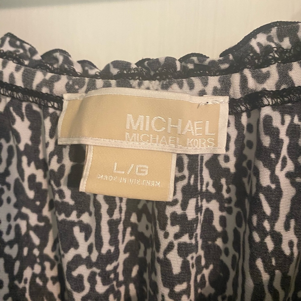 MICHAEL KORS Women Animal Print Black & White Elastic sleeve Dress - size L - Picture 7 of 12